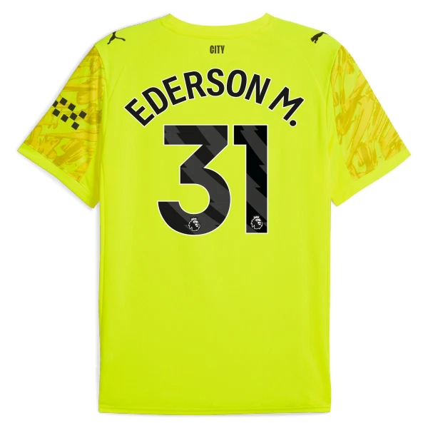 Günstige Manchester City Ederson M. 31 Torwart Herrentrikot 2025/26 Kurzarm Gelbe