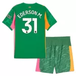 Günstige Manchester City Ederson M. 31 Torwart Kindertrikot 2025/26 Kurzarm Grüne