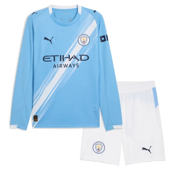 Günstige Manchester City Kindertrikot Heim 2025/26 Langarm Günstige Manchester City Kindertrikot Heim 2025/26 Langarm