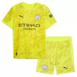 Günstige Manchester City Torwart Kindertrikot 2025/26 Kurzarm Gelbe