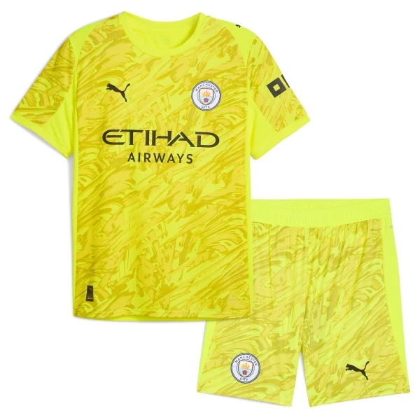 Günstige Manchester City Torwart Kindertrikot 2025/26 Kurzarm Gelbe Günstige Manchester City Torwart Kindertrikot 2025/26 Kurzarm Gelbe
