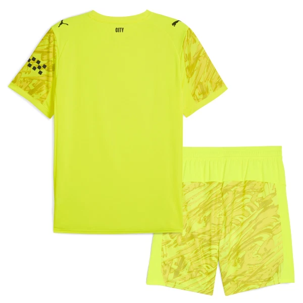 Günstige Manchester City Torwart Kindertrikot 2025/26 Kurzarm Gelbe