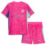 Günstige Manchester City Torwart Kindertrikot 2025/26 Kurzarm Rosa