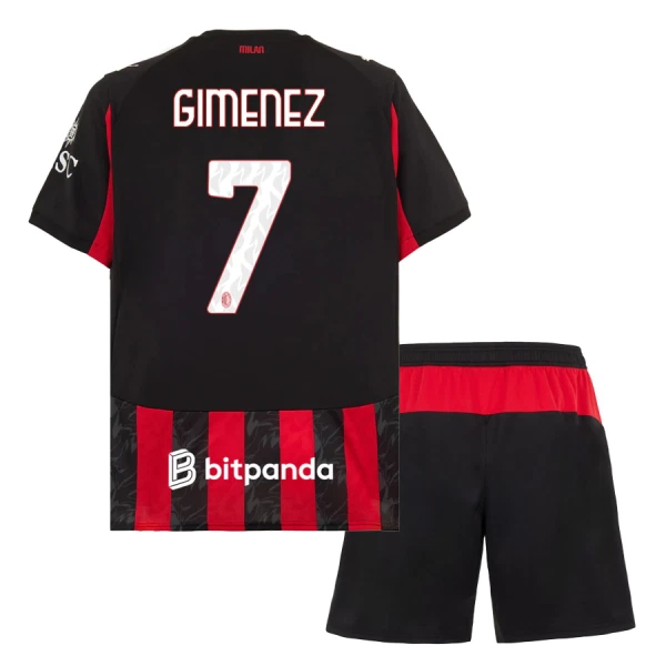 Günstige AC Mailand Gimenez 7 Kindertrikot Heim 2025/26 Kurzarm Günstige AC Mailand Gimenez 7 Kindertrikot Heim 2025/26 Kurzarm