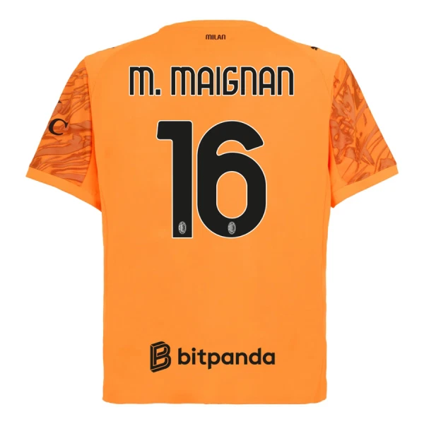 Günstige AC Mailand M. Maignan 16 Torwart Herrentrikot 2025/26 Kurzarm Orange