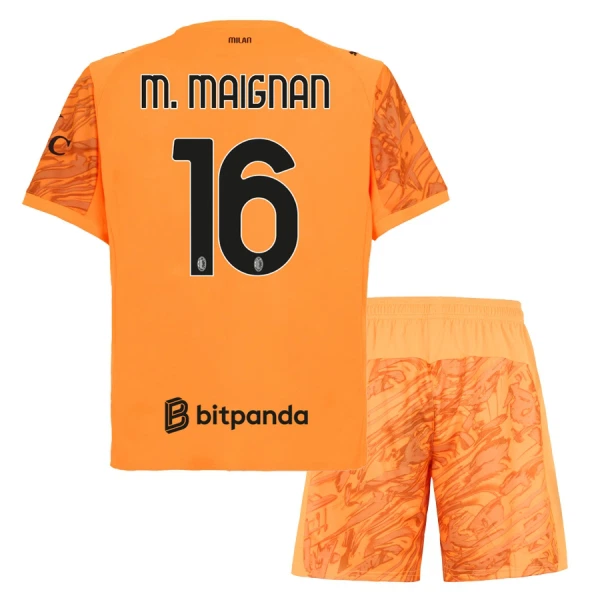 Günstige AC Mailand M. Maignan 16 Torwart Kindertrikot 2025/26 Kurzarm Orange Günstige AC Mailand M. Maignan 16 Torwart Kindertrikot 2025/26 Kurzarm Orange