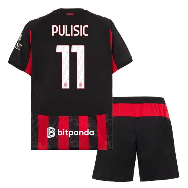 Günstige AC Mailand Pulisic 11 Kindertrikot Heim 2025/26 Kurzarm Günstige AC Mailand Pulisic 11 Kindertrikot Heim 2025/26 Kurzarm