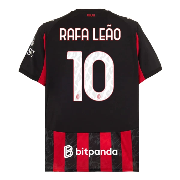 Günstige AC Mailand Rafael Leao 10 Herrentrikot Heim 2025/26 Kurzarm Günstige AC Mailand Rafael Leao 10 Herrentrikot Heim 2025/26 Kurzarm