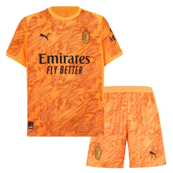 Günstige AC Mailand Torwart Kindertrikot 2025/26 Kurzarm Orange