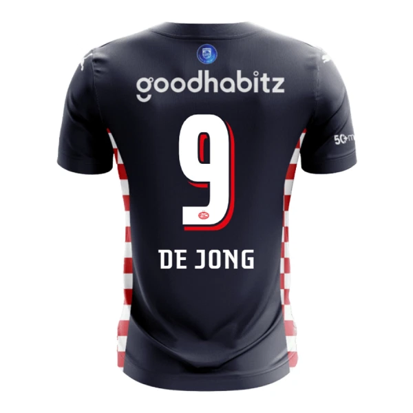 Günstige PSV Eindhoven De Jong 9 Herrentrikot Auswärts 2025/26 Kurzarm Günstige PSV Eindhoven De Jong 9 Herrentrikot Auswärts 2025/26 Kurzarm