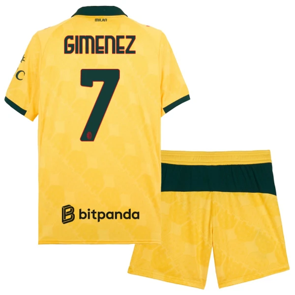 Günstige AC Mailand Gimenez 7 Kindertrikot Ausweich 2025/26 Kurzarm Günstige AC Mailand Gimenez 7 Kindertrikot Ausweich 2025/26 Kurzarm