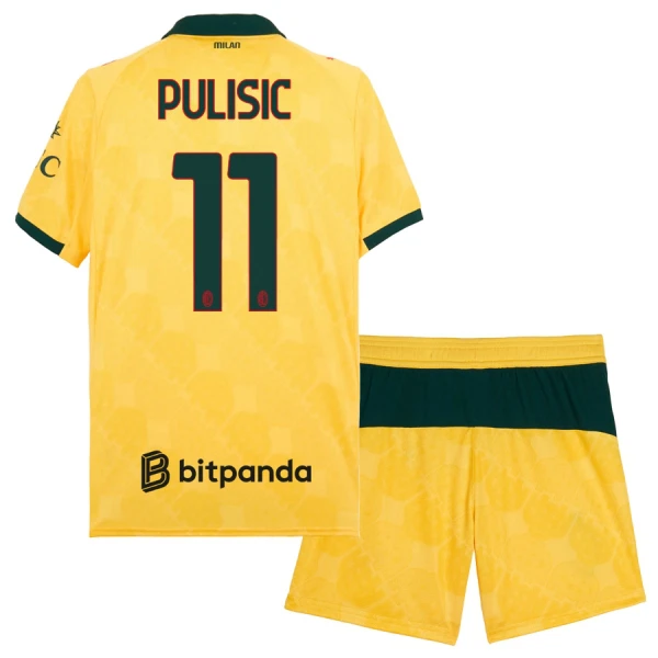 Günstige AC Mailand Pulisic 11 Kindertrikot Ausweich 2025/26 Kurzarm Günstige AC Mailand Pulisic 11 Kindertrikot Ausweich 2025/26 Kurzarm