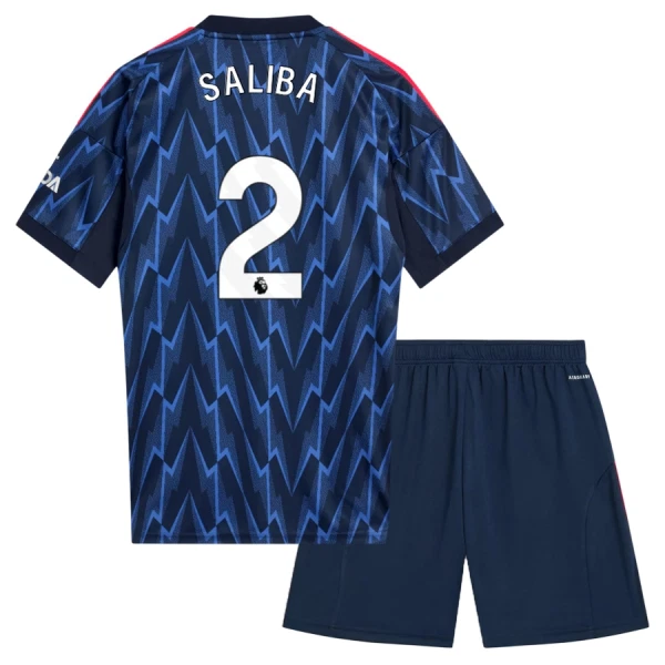 Günstige Arsenal Saliba 2 Kindertrikot Auswärts 2025/26 Kurzarm
