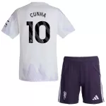 Günstige Manchester United Cunha 10 Kindertrikot Auswärts 2025/26 Kurzarm