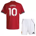Günstige Manchester United Cunha 10 Kindertrikot Heim 2025/26 Kurzarm