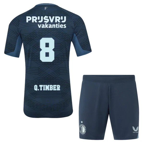 Günstige Feyenoord Q. Timber 8 Kindertrikot Auswärts 2025/26 Kurzarm Günstige Feyenoord Q. Timber 8 Kindertrikot Auswärts 2025/26 Kurzarm