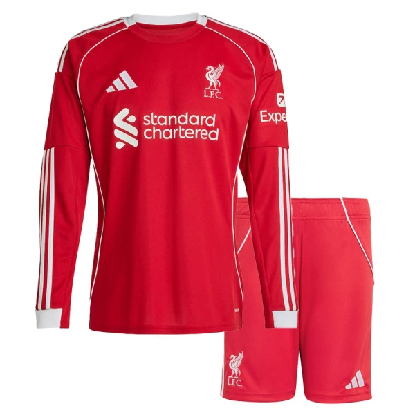 Günstige Liverpool Kindertrikot Heim 2025/26 Langarm Günstige Liverpool Kindertrikot Heim 2025/26 Langarm