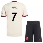 Günstige Liverpool Wirtz 7 Kindertrikot Auswärts 2025/26 Kurzarm