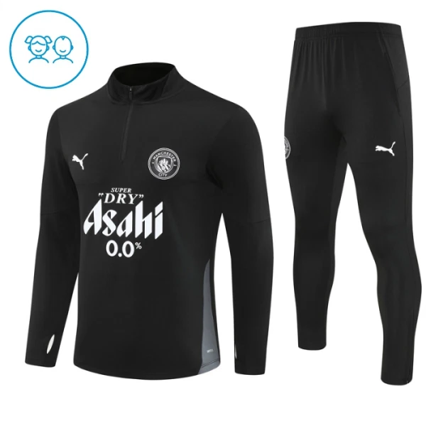 Manchester City Trainingspullover Kinder 2025/26 Viertelreißverschluss Schwarze