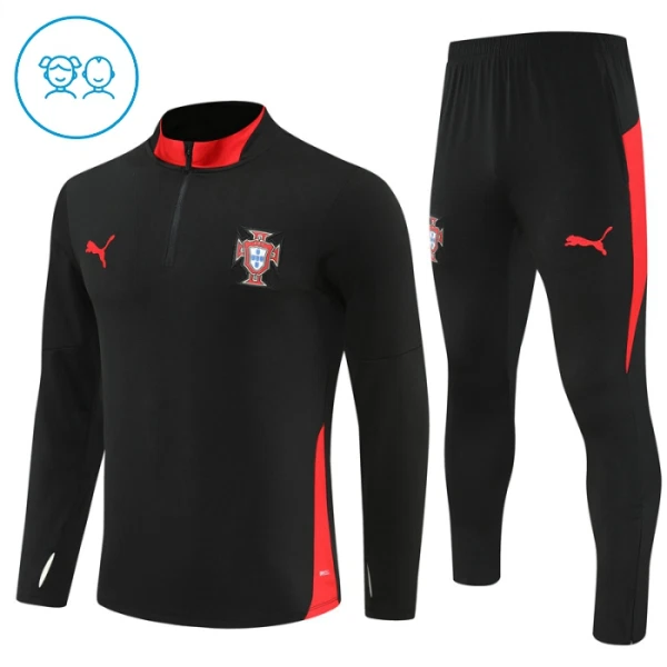 Portugal Trainingspullover Kinder 2025/26 Viertelreißverschluss Schwarze