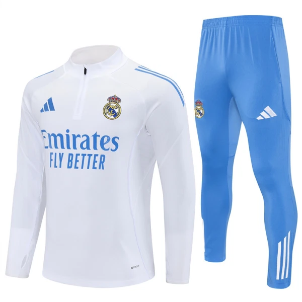 Real Madrid Trainingspullover 2025/26 Viertelreißverschluss Weiße Real Madrid Trainingspullover 2025/26 Viertelreißverschluss Weiße