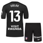 Günstige Atlético Madrid Oblak 13 Torwart Kindertrikot 2025/26 Kurzarm Schwarze
