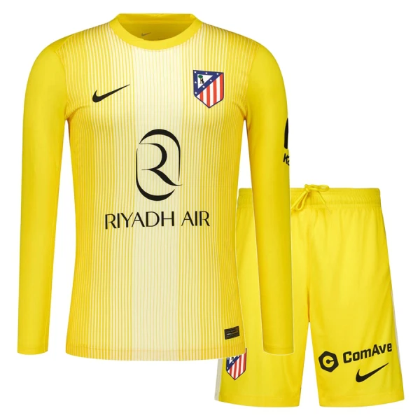 Günstige Atlético Madrid Torwart Kindertrikot 2025/26 Langarm Gelbe Günstige Atlético Madrid Torwart Kindertrikot 2025/26 Langarm Gelbe