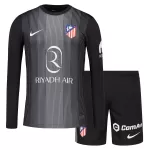 Günstige Atlético Madrid Torwart Kindertrikot 2025/26 Langarm Schwarze