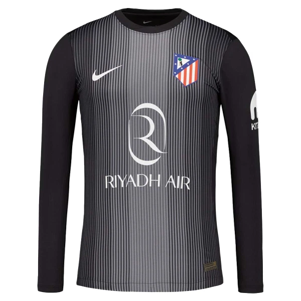 Günstige Atlético Madrid Torwart Kindertrikot 2025/26 Langarm Schwarze
