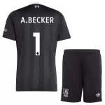 Günstige Liverpool A. Becker 1 Torwart Kindertrikot 2025/26 Kurzarm Schwarze