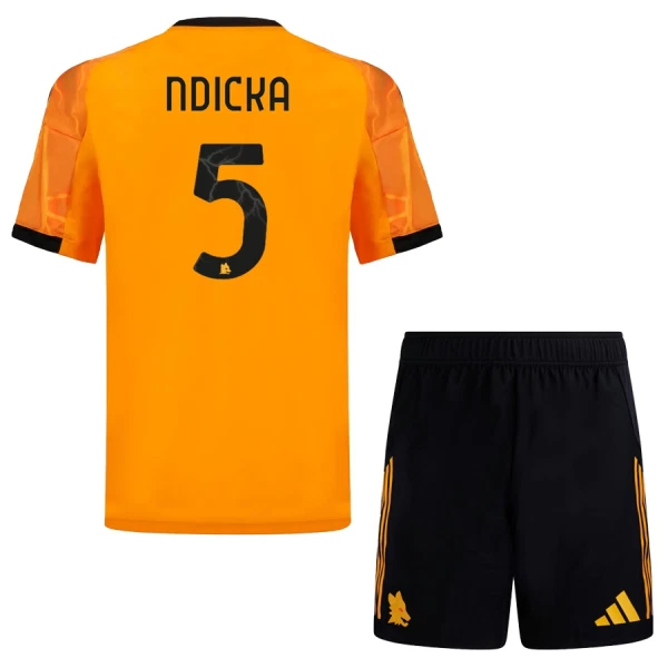 Günstige AS Rom Ndicka 5 Kindertrikot Auswärts 2025/26 Kurzarm