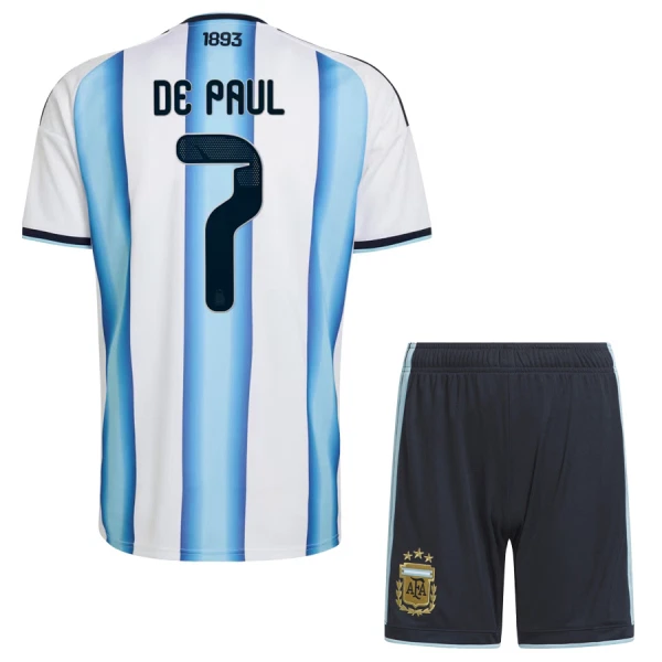 Günstige Argentinien De Paul 7 Kindertrikot Heim WM 2026 Kurzarm