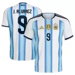 Günstige Argentinien J. Alvarez 9 Herrentrikot Heim WM 2026 Kurzarm
