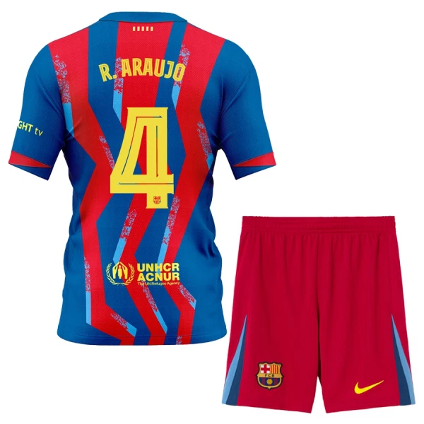 Günstige FC Barcelona R. Araujo 4 Kindertrikot Vierte 2025/26 Kurzarm