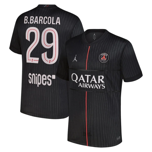 Günstige Paris Saint-Germain B. Barcola 29 Herrentrikot Vierte Jordan 2025/26 Kurzarm