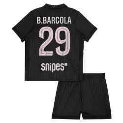 Günstige Paris Saint-Germain B. Barcola 29 Kindertrikot Vierte Jordan 2025/26 Kurzarm