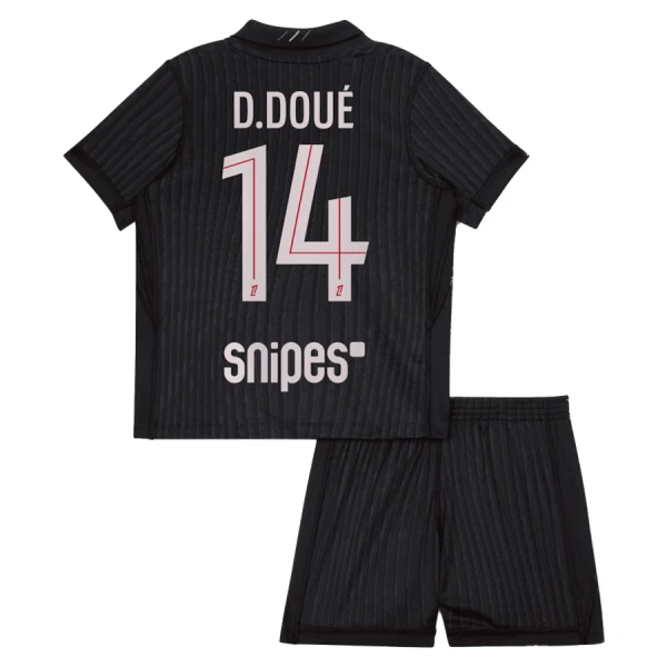 Günstige Paris Saint-Germain D. Doue 14 Kindertrikot Vierte Jordan 2025/26 Kurzarm
