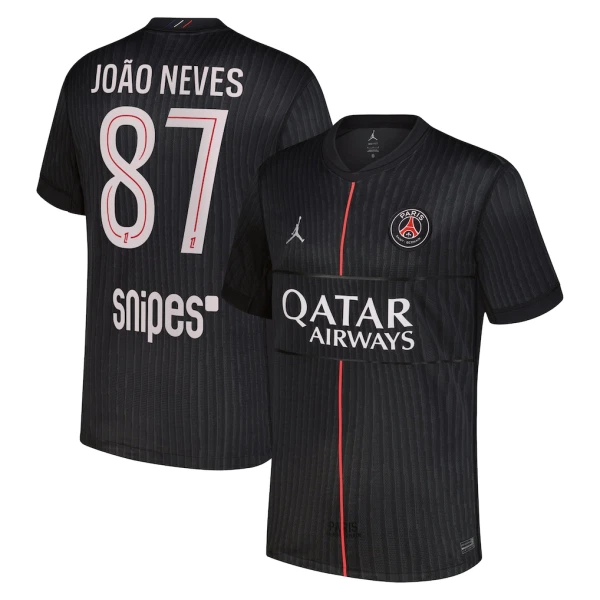 Günstige Paris Saint-Germain Joao Neves 87 Herrentrikot Vierte Jordan 2025/26 Kurzarm