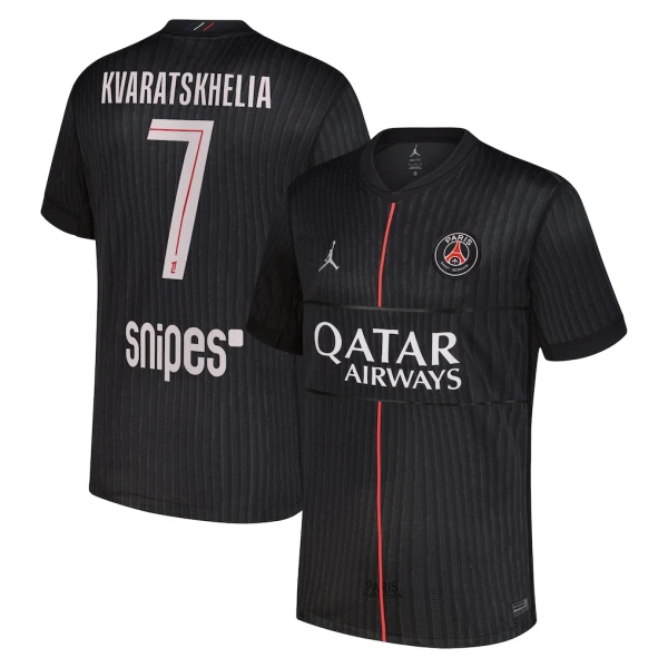 Günstige Paris Saint-Germain Kvaratskhelia 7 Herrentrikot Vierte Jordan 2025/26 Kurzarm