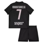 Günstige Paris Saint-Germain Kvaratskhelia 7 Kindertrikot Vierte Jordan 2025/26 Kurzarm