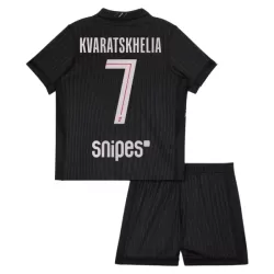 Günstige Paris Saint-Germain Kvaratskhelia 7 Kindertrikot Vierte Jordan 2025/26 Kurzarm