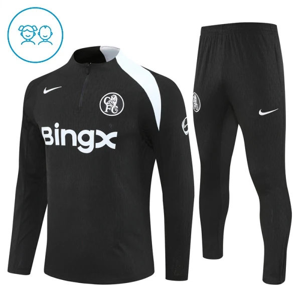 Chelsea Trainingspullover Kinder 2025/26 Viertelreißverschluss Schwarze
