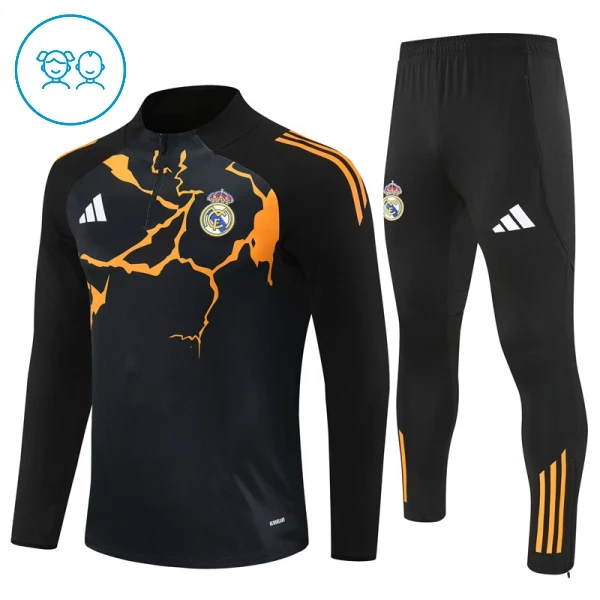 Real Madrid Trainingspullover Kinder 2025/26 Viertelreißverschluss Schwarze