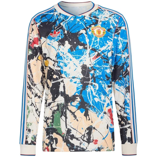 Günstige Manchester United Stone Roses Herrentrikot 2025/26 Langarm - Speziell