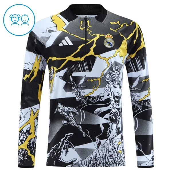Real Madrid Marvel Trainingspullover Kinder 2026/27 Viertelreißverschluss Schwarze