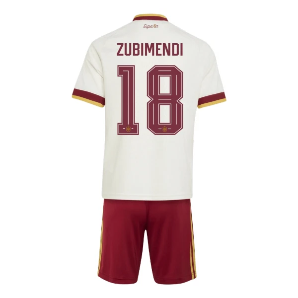Günstige Spanien Zubimendi 18 Kindertrikot Auswärts WM 2026 Kurzarm Günstige Spanien Zubimendi 18 Kindertrikot Auswärts WM 2026 Kurzarm