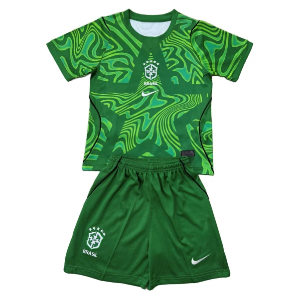 Günstige Brasilien Torwart Kindertrikot Heim WM 2026 Kurzarm Grüne Günstige Brasilien Torwart Kindertrikot Heim WM 2026 Kurzarm Grüne