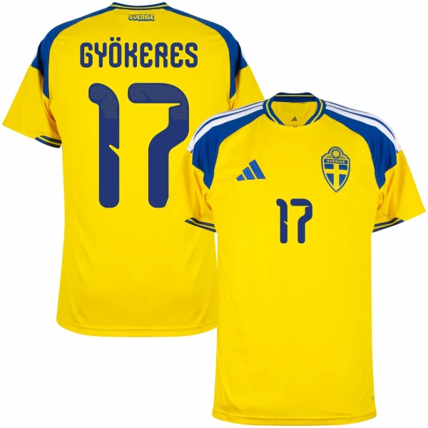Günstige Schweden Gyokeres 17 Herrentrikot Heim WM 2026 Kurzarm Günstige Schweden Gyokeres 17 Herrentrikot Heim WM 2026 Kurzarm