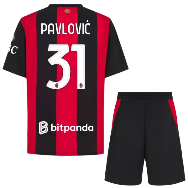 Günstige AC Mailand Pavlovic 31 Kindertrikot Heim 2026/27 Kurzarm