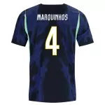 Günstige Brasilien Marquinhos 4 Herrentrikot Auswärts WM 2026 Kurzarm